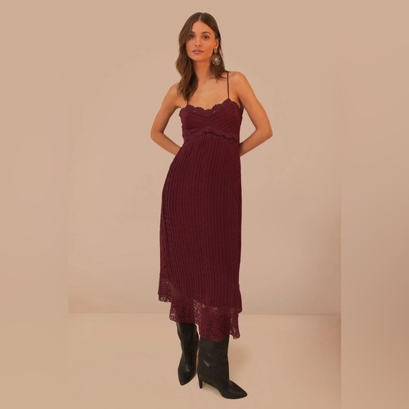FARM RIO Purple Lace Sleeveless Midi Dress - Picture 2 of 6